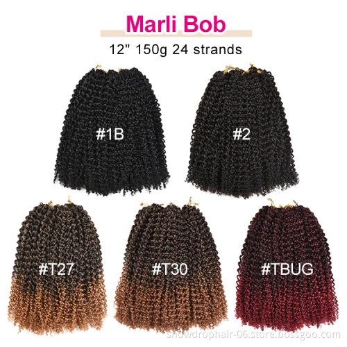 Free Sample Wholesale pre looped  Ombre 613 12Inch Braid Marley Bob Mali Bob Synthetic Crochet Braiding Hair Extensions